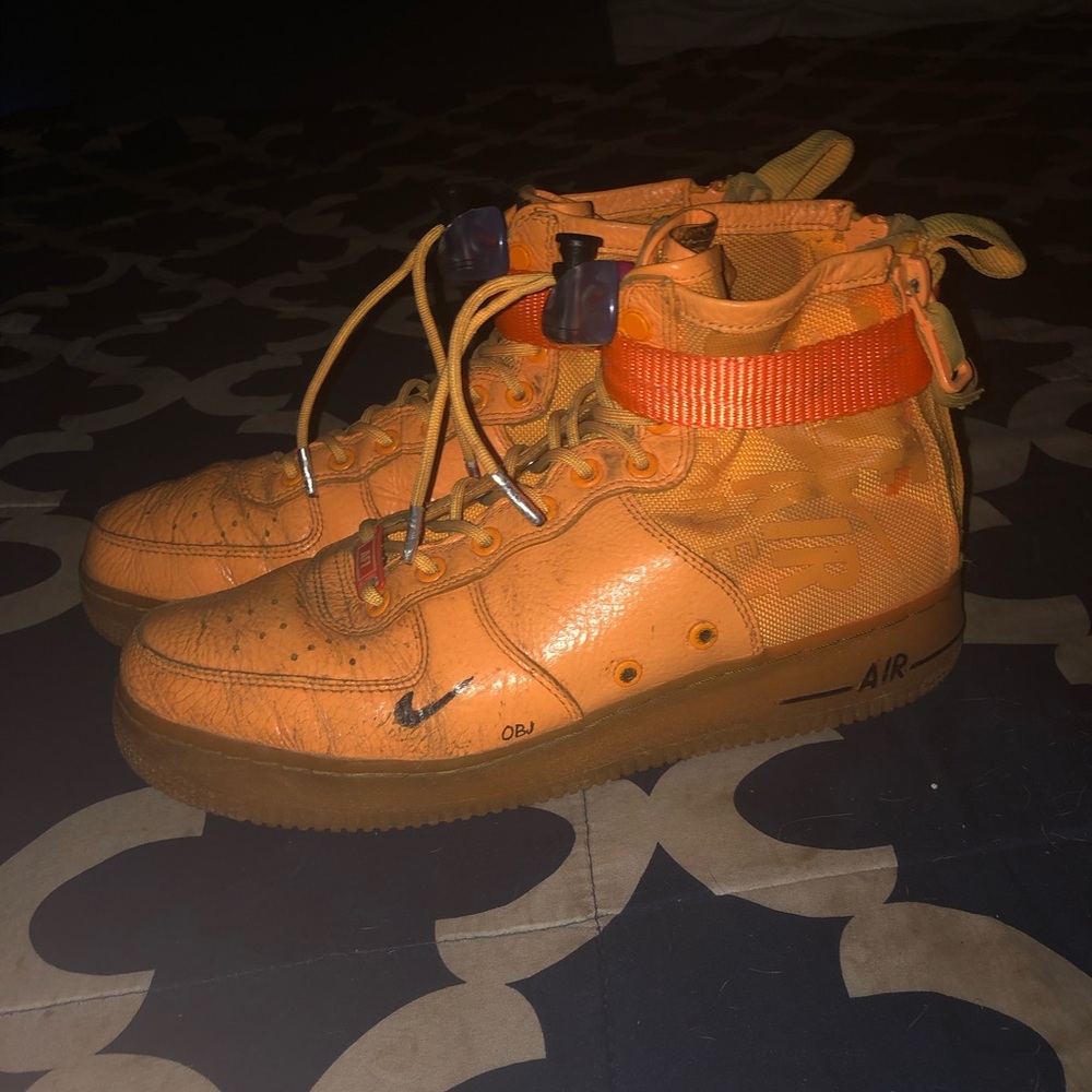 Nike Vibrant Orange Sneakers OBJ Airforce 1’s - Picture 3 of 6
